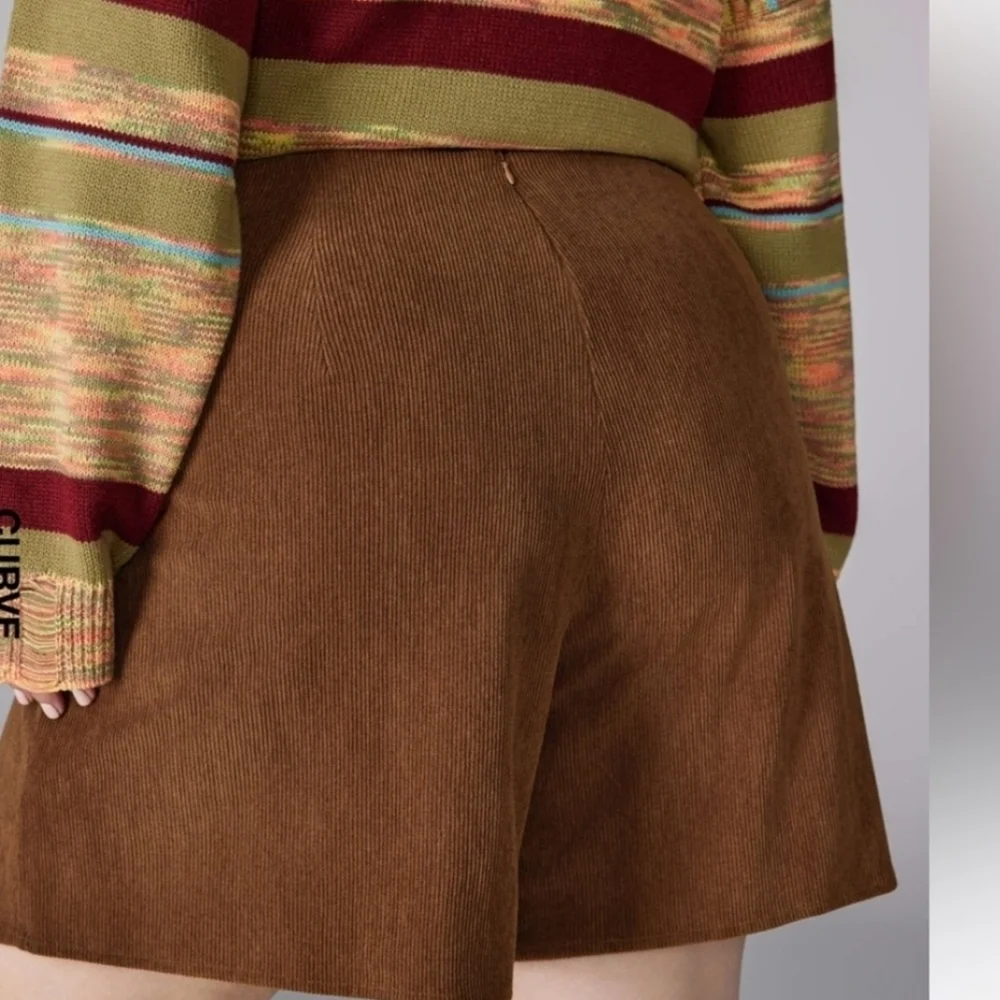 NWT Cider Brown Corduroy High Waist Split Skort Plus XL
